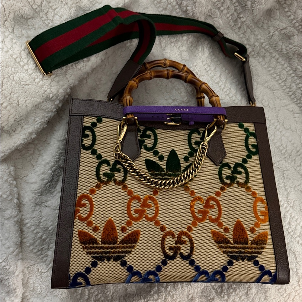 Gucci X Adidas Medium Diana Tote limited Japan edition collector multi color